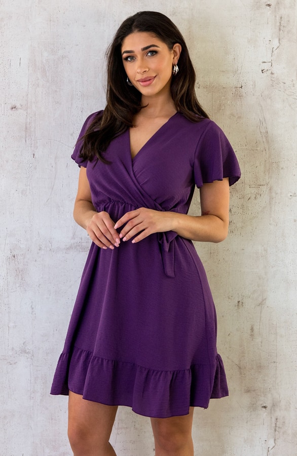 Toscane V-hals Jurk Dark Purple – shoparchief, foto 5