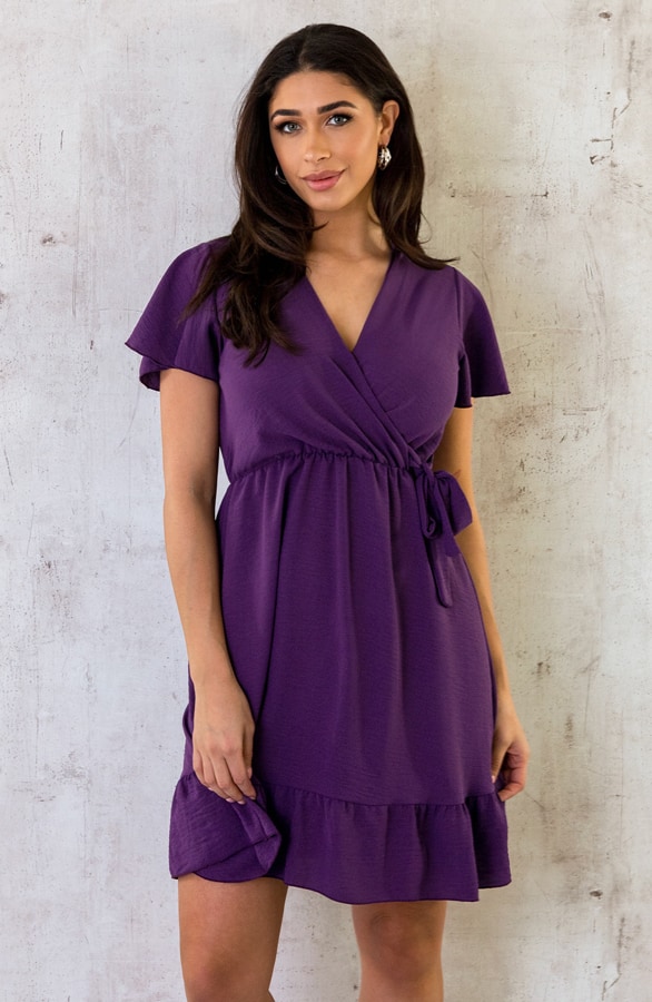 Toscane V-hals Jurk Dark Purple – shoparchief, foto 6