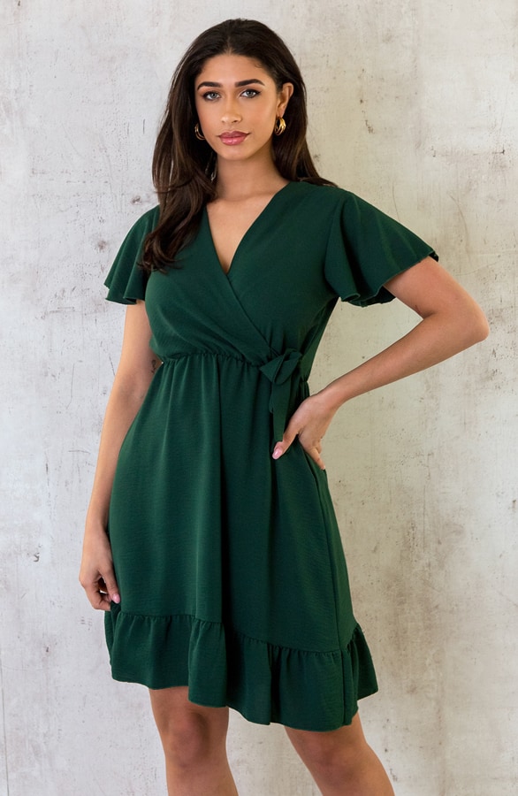 Toscane V-hals Jurk Smaragd – shoparchief, foto 8