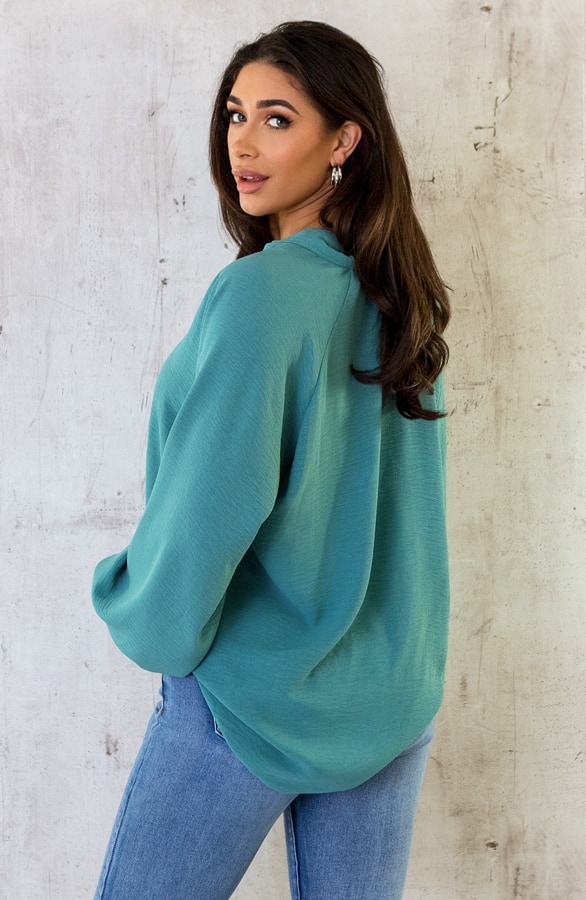 V-Hals Blouse Rome Mint – shoparchief, foto 8
