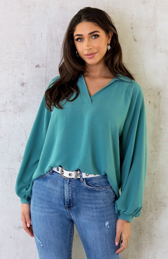 V-Hals Blouse Rome Mint – shoparchief, foto 5