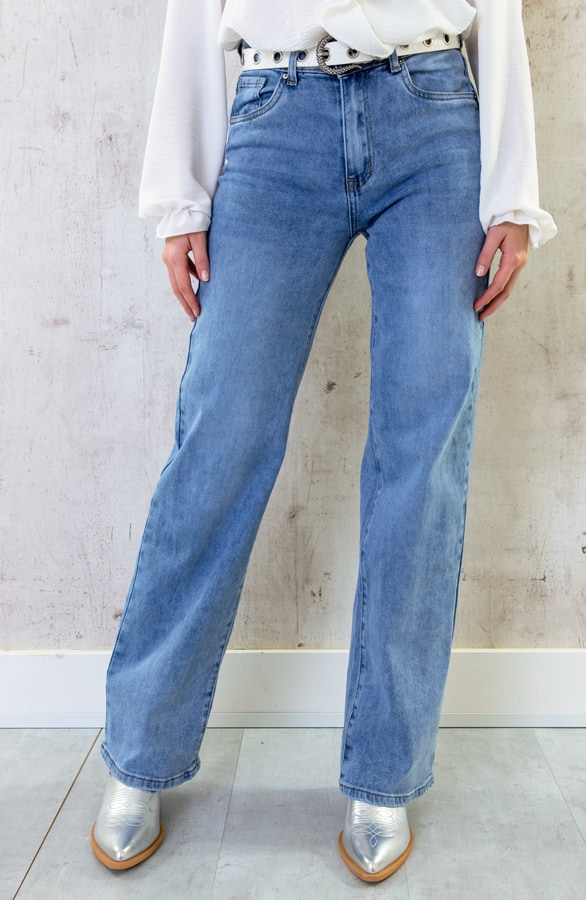 Wide Leg Stretch Jeans Heart Pocket – shoparchief, foto 2