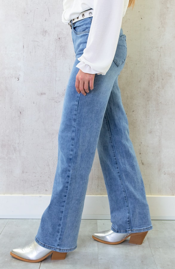 Wide Leg Stretch Jeans Heart Pocket – shoparchief, foto 4