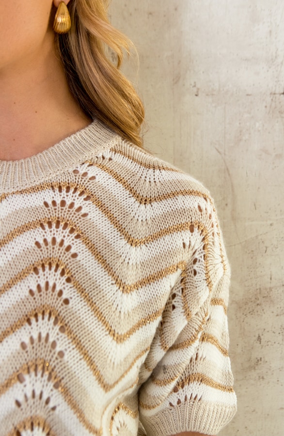Zigzag Trui Beige Lurex – tops, foto 6