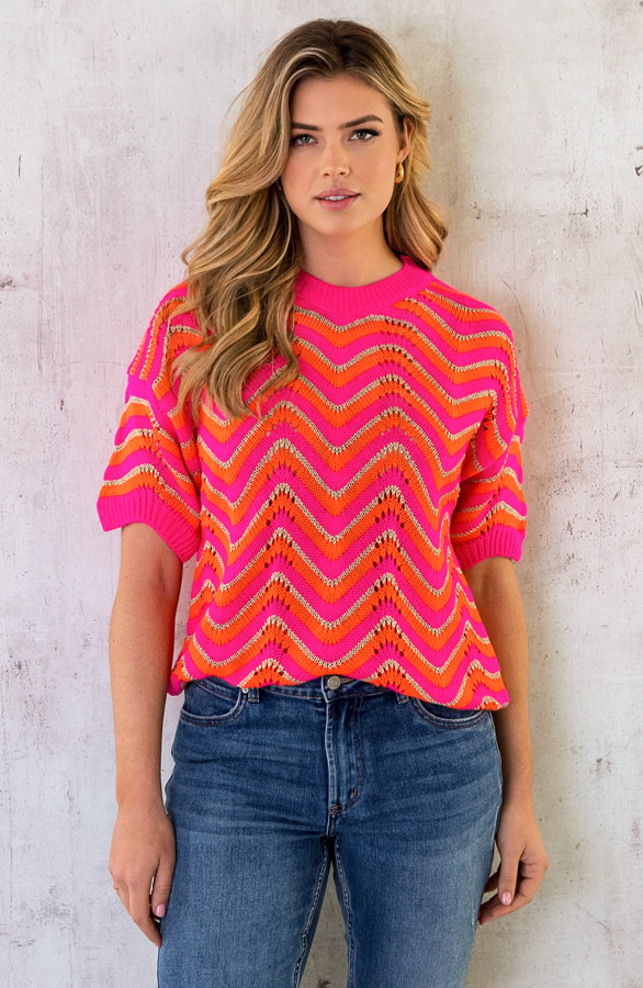 Zigzag Pullover Fuchsia Lurex Neon, Foto 9