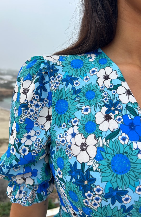 Bloemen Strik Jurk Turquoise – shoparchief, foto 5