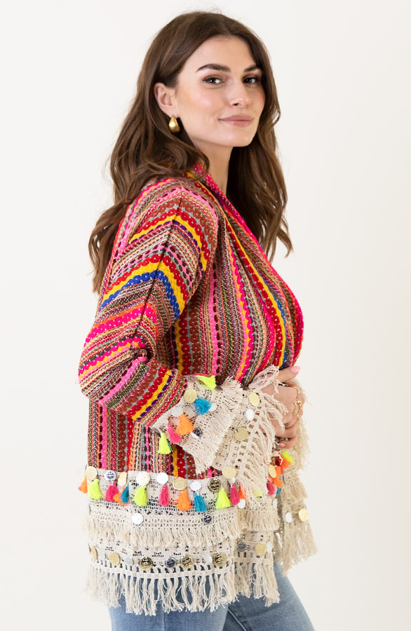 Boho Cardigan Handmade Multicolor – shoparchief, foto 6