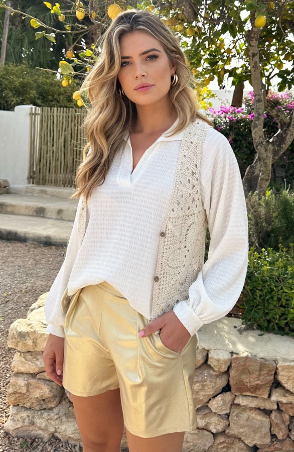 Boho Gehaakt Detailed Gilet Beige – shoparchief, foto 2