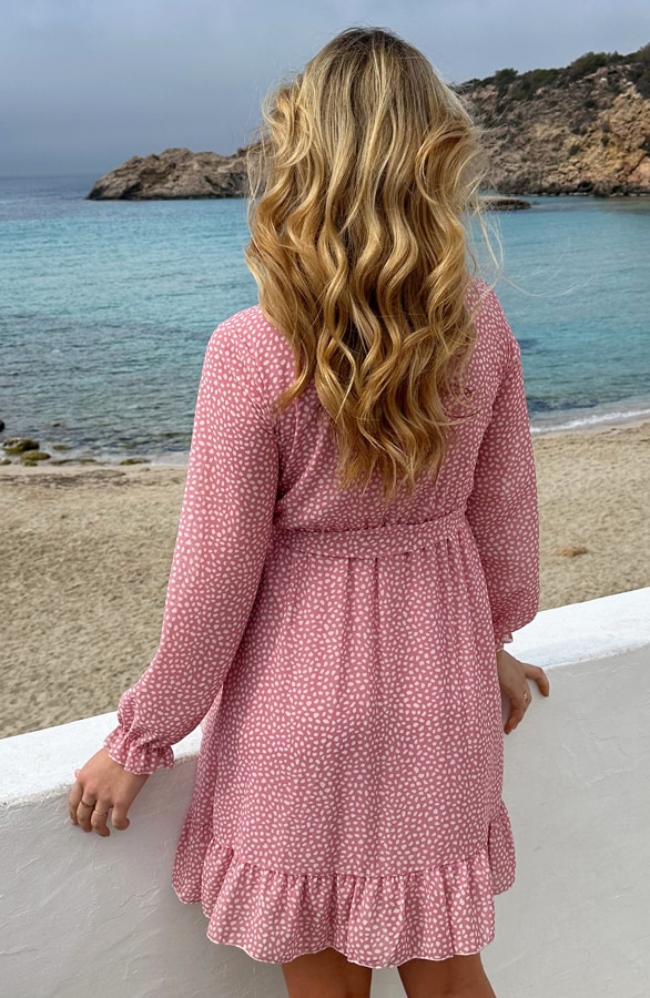 Cheetah Ruffle Dress Dust Pink – shoparchief, foto 5