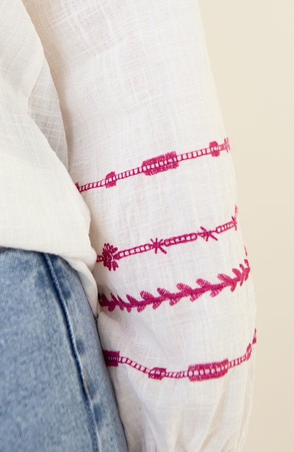Cotton Embroidery Blouse Fuchsia – shoparchief, foto 5