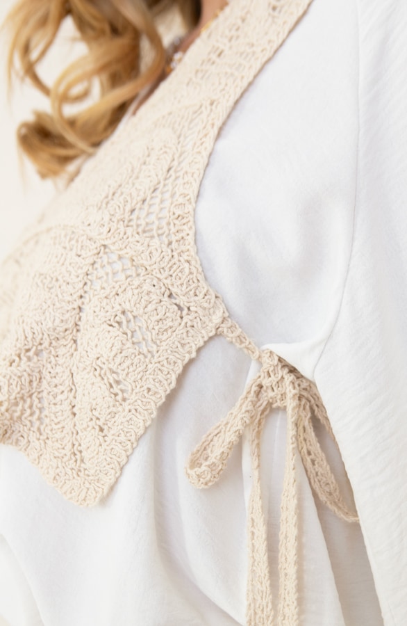 Crochet Overlay Top Limited Beige – shoparchief, foto 6
