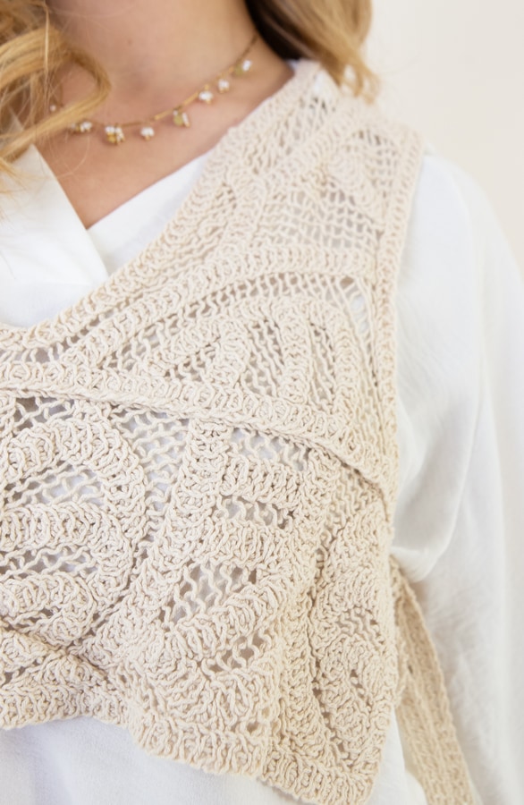 Crochet Overlay Top Limited Beige – shoparchief, foto 5
