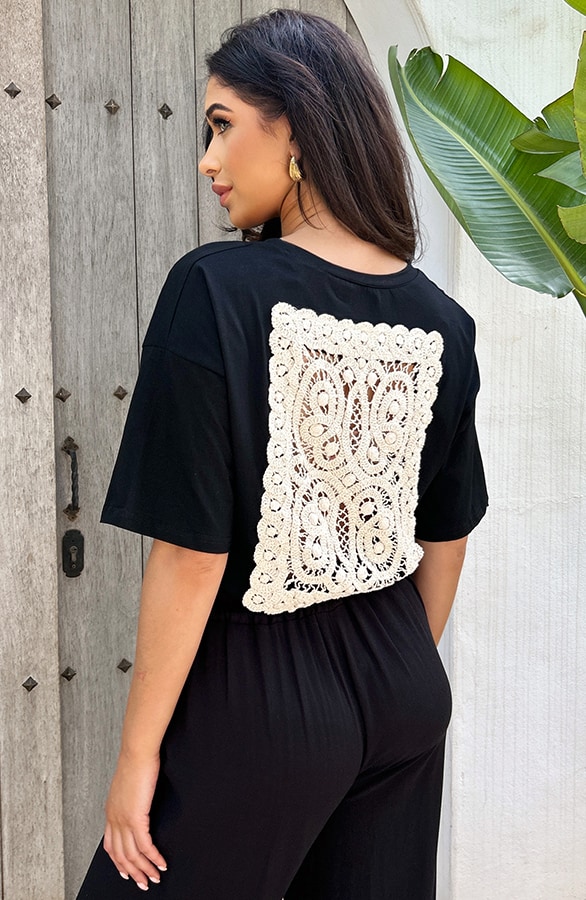 Crochet T-shirt Zwart – shoparchief
