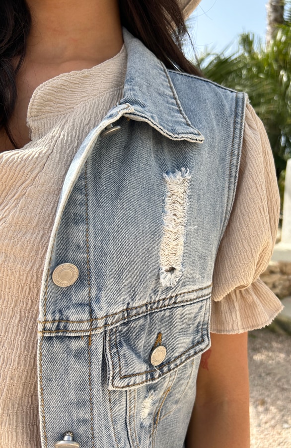 Denim Gilet Damaged, Westen, Foto 5