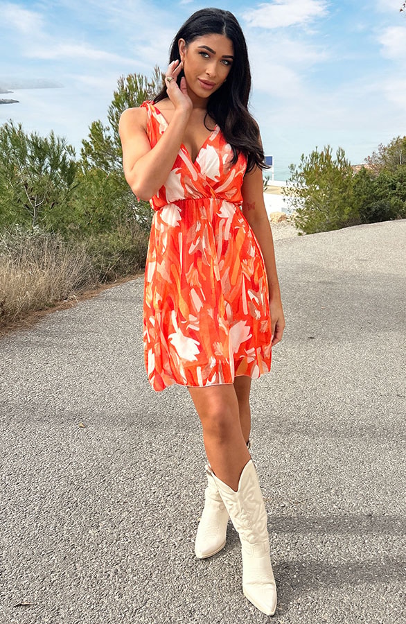 Dubai V-hals Jurk Oranje – shoparchief, foto 3
