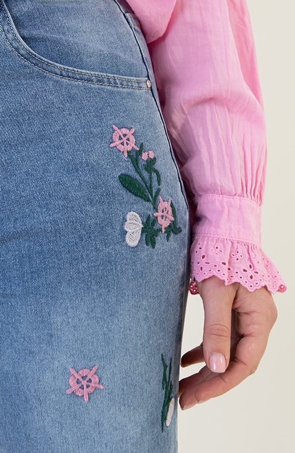 Embroidery High Waist Flower Jeans Straight – shoparchief, foto 4