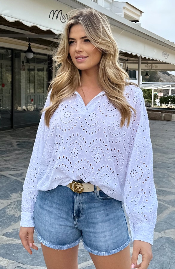 Embroidery Oversized Blouse Ecru – shoparchief, foto 2
