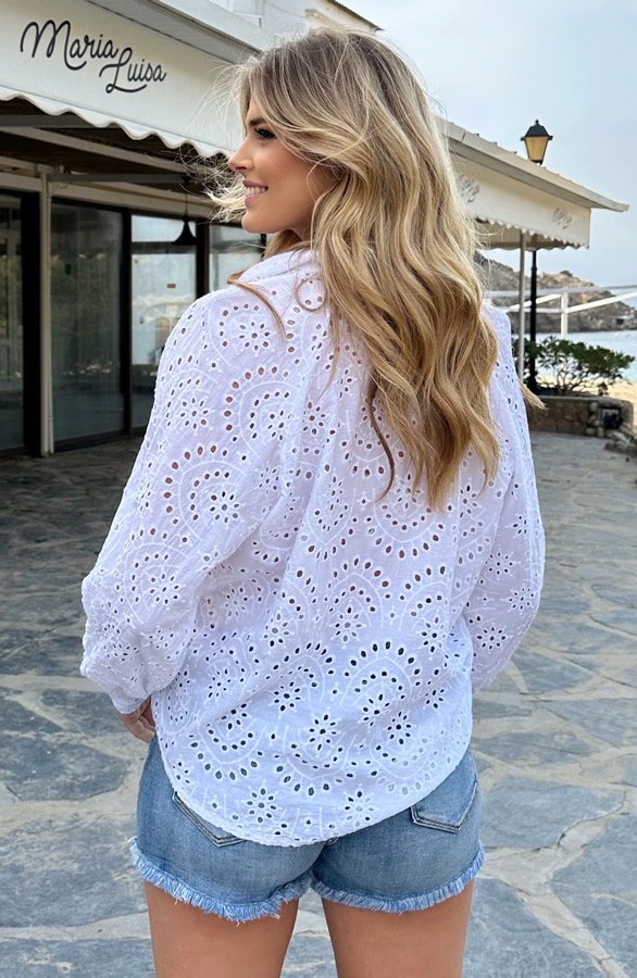 Embroidery Oversized Blouse Ecru – shoparchief, foto 3
