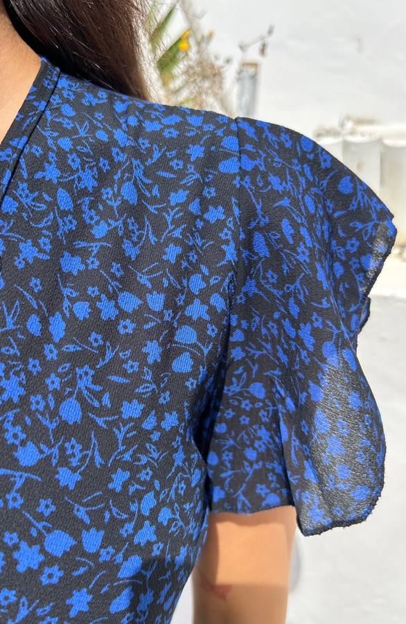 Floral Midi Jurk Kobalt – jurken, foto 3