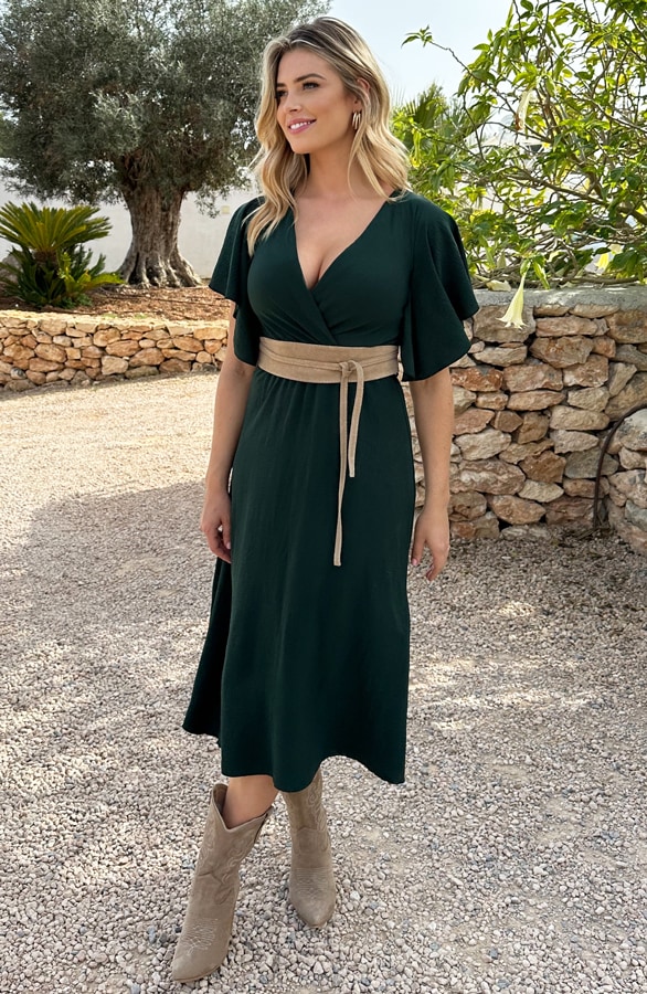 Florence Midi Jurk Smaragd – shoparchief, foto 6