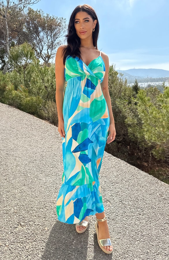 Ibiza Spaghetti Maxi Jurk Turquoise – shoparchief