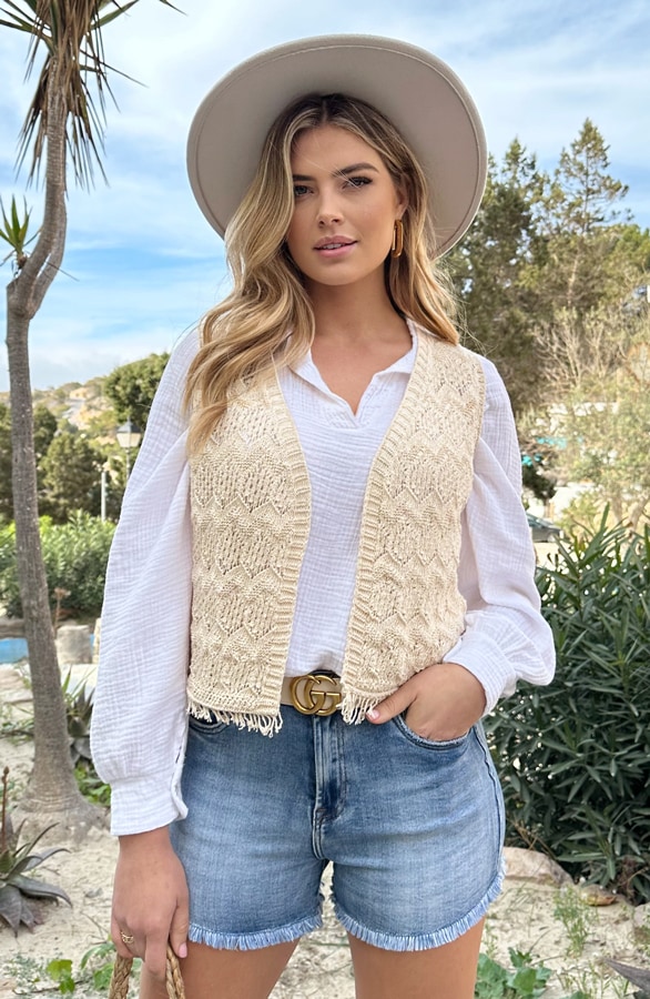 Gehaakt Gilet Beige – shoparchief, foto 4