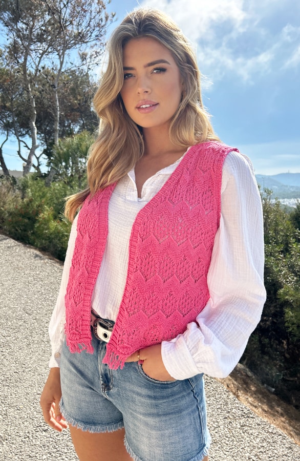 Gehaakt Gilet Candy Pink – shoparchief, foto 2