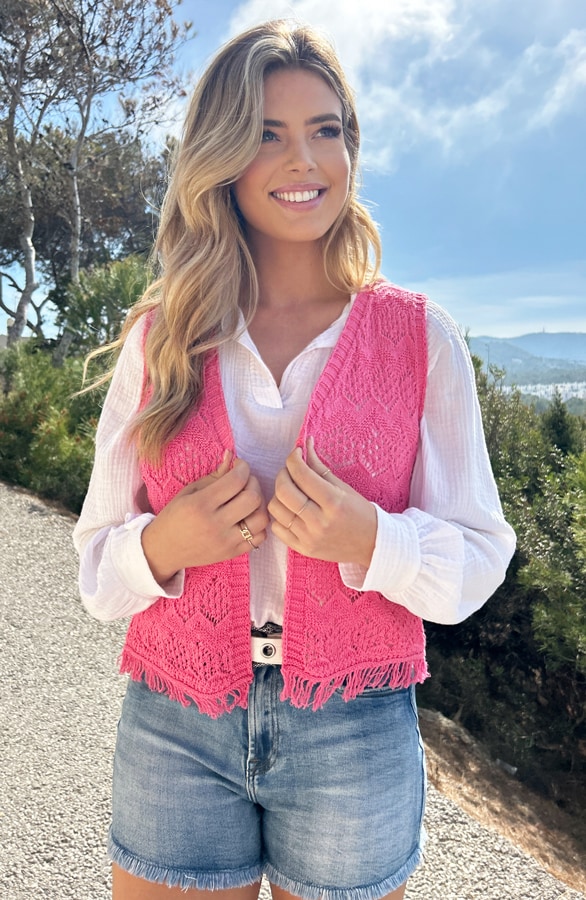 Gehaakt Gilet Candy Pink – shoparchief, foto 3