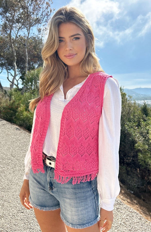 Gehaakt Gilet Candy Pink – shoparchief, foto 4