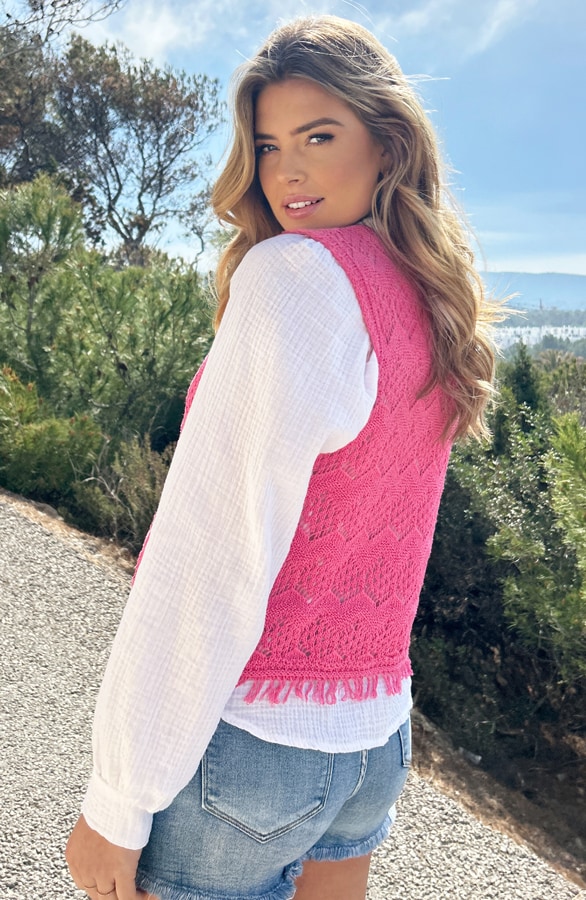 Gehaakt Gilet Candy Pink – shoparchief, foto 5