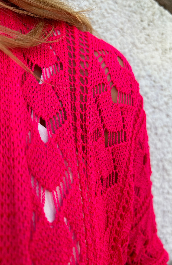 Gehaakt Vest Dames Soft Neon Fuchsia – shoparchief, foto 6