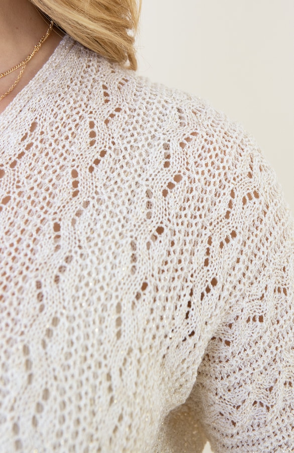 Gehaakte Lurex Trui Dames Ecru – shoparchief, foto 4