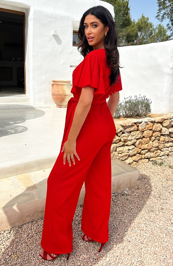 Jumpsuit Dames Smocked Red – shoparchief, foto 5