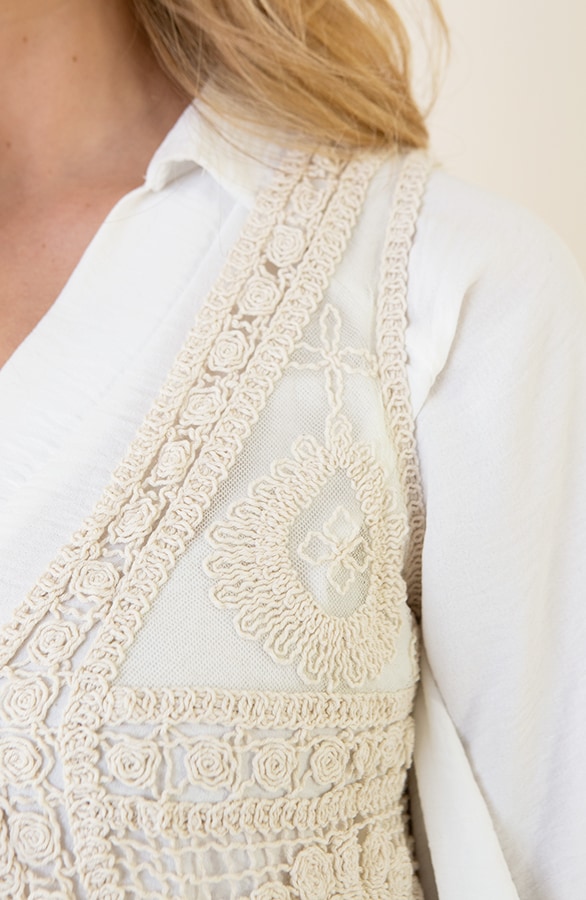 Kanten Boho Gilet Beige – shoparchief, foto 7