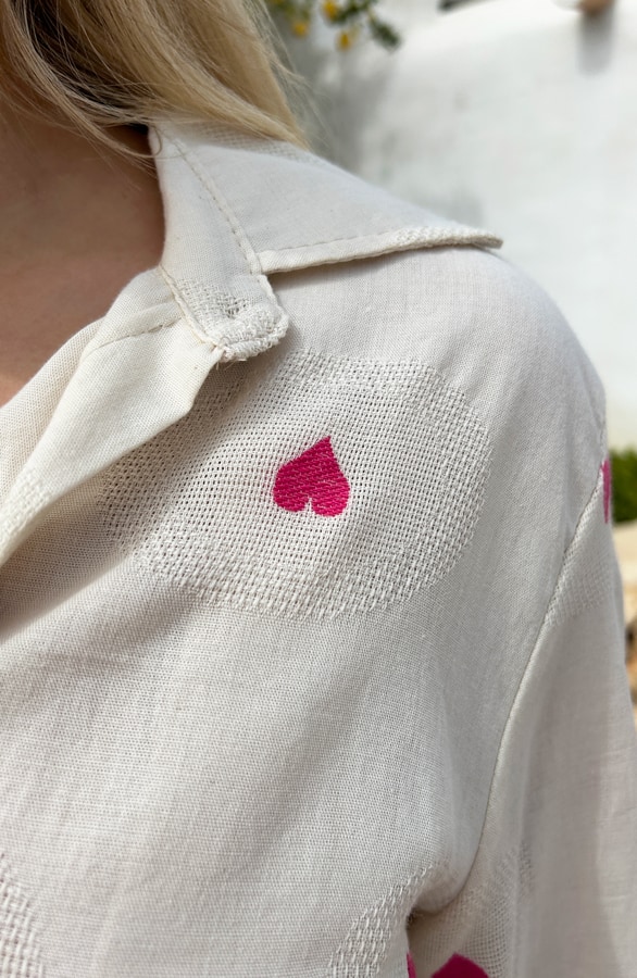 Katoenen Hartjes Blouse Fuchsia – shoparchief, foto 3