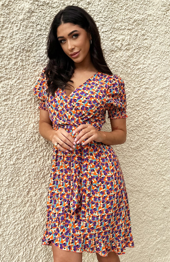 Violet Pofmouwen Jurk Oranje – shoparchief, foto 3