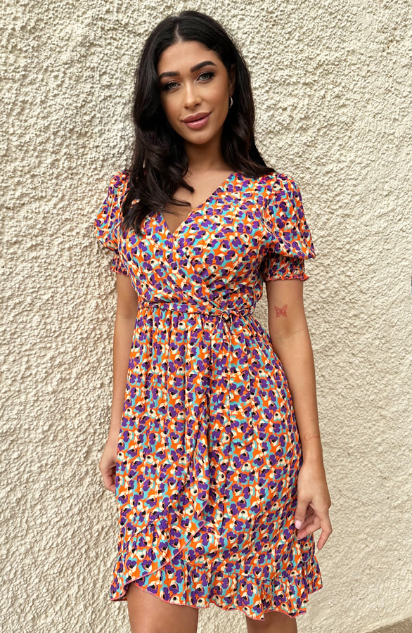 Violet Pofmouwen Jurk Oranje – shoparchief