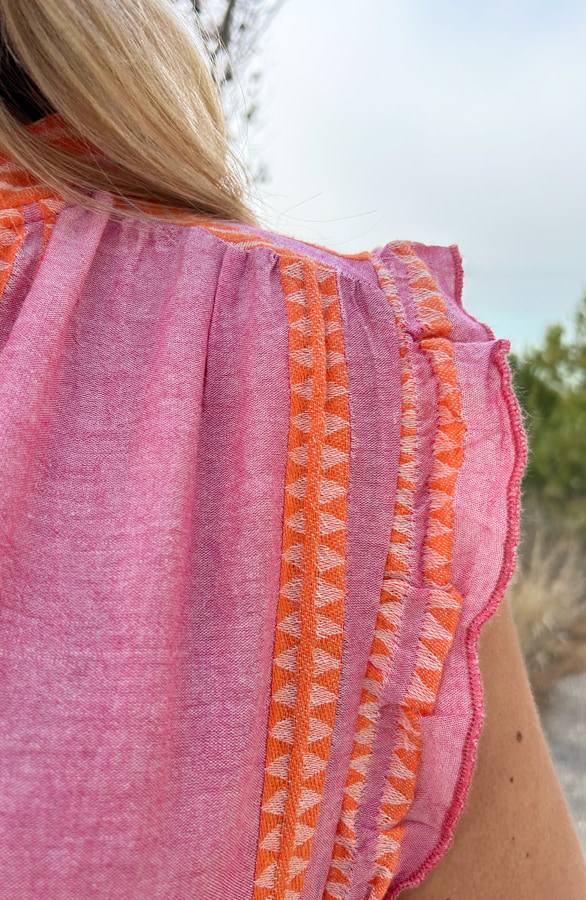 Kelim Ruffle Top Pink Orange – shoparchief, foto 7