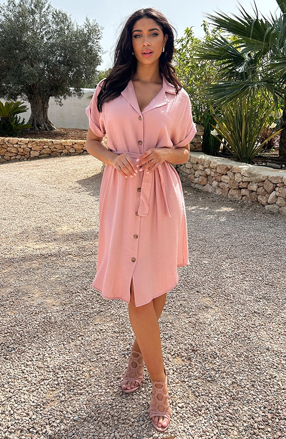 Knopen Midi Jurk Pink – shoparchief, foto 5