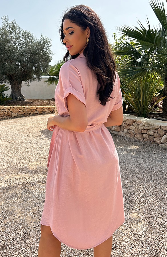 Knopen Midi Jurk Pink – shoparchief, foto 3