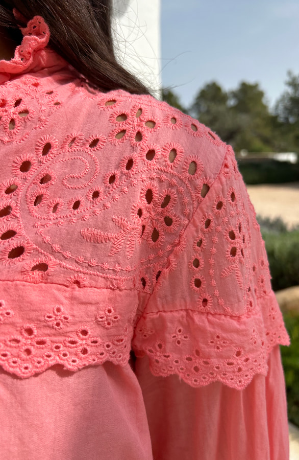 Lovely Lace Blouse Katoen Koraal – shoparchief, foto 5
