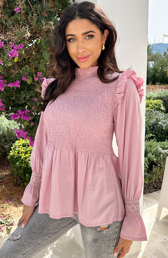 Lurex Smocked Blouse Paris Pink – shoparchief, foto 2