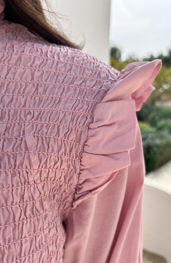 Lurex Smocked Blouse Paris Pink – shoparchief, foto 3