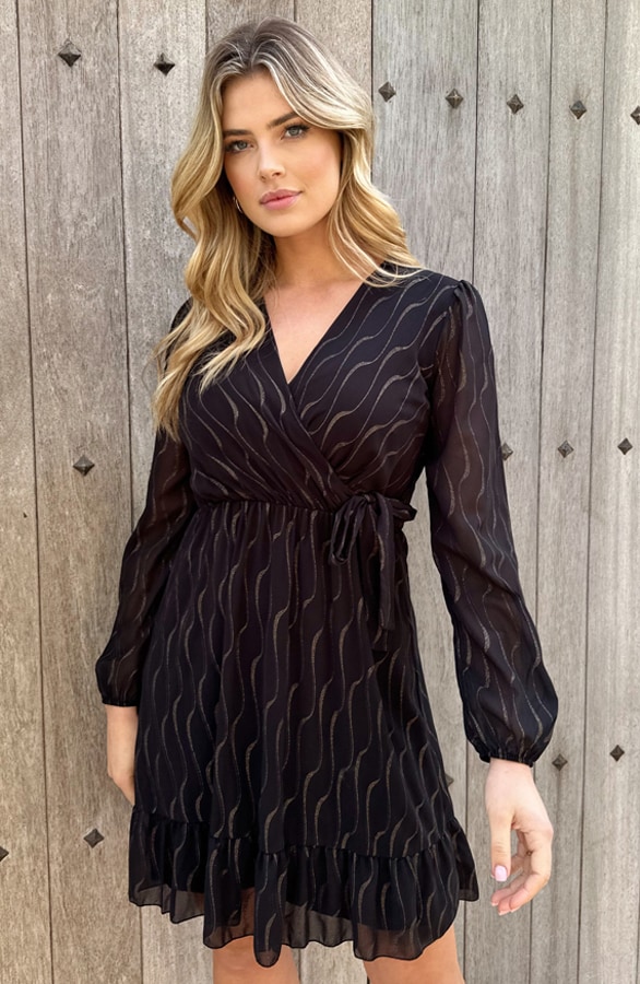 Luxury V-Hals Jurk Gold – jurken, foto 3