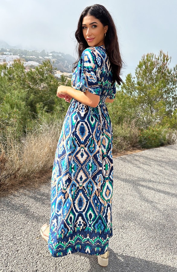 Maxi Dress Colorful Print Blau, Kleider, Foto 8