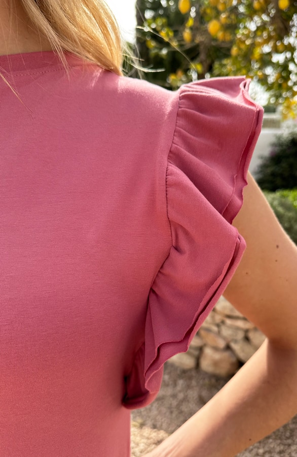Maxi Split Jurk Ruffle Dust Roze – shoparchief, foto 6