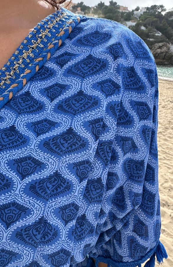 Oversized Jurk Gouden Detail Print Kobalt – jurken, foto 7