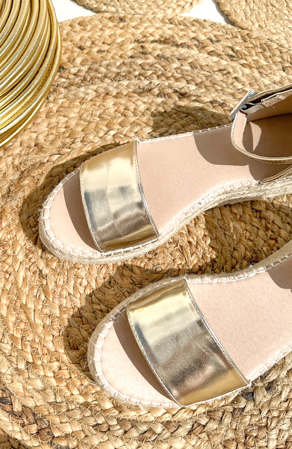 Plateau Sandalen Damen Gold Metallic, Alle Schuhe, Foto 4