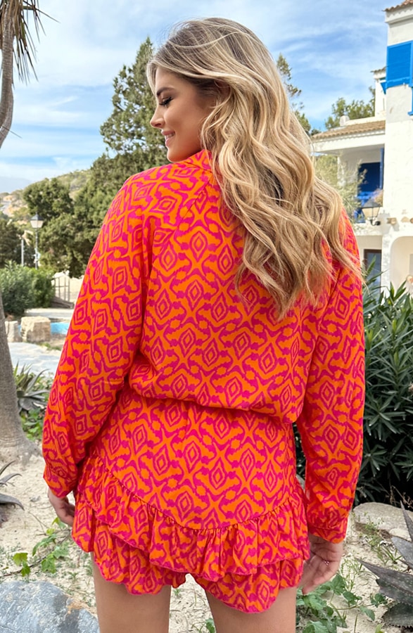 Print Blouse Fuchsia Oranje – shoparchief, foto 2