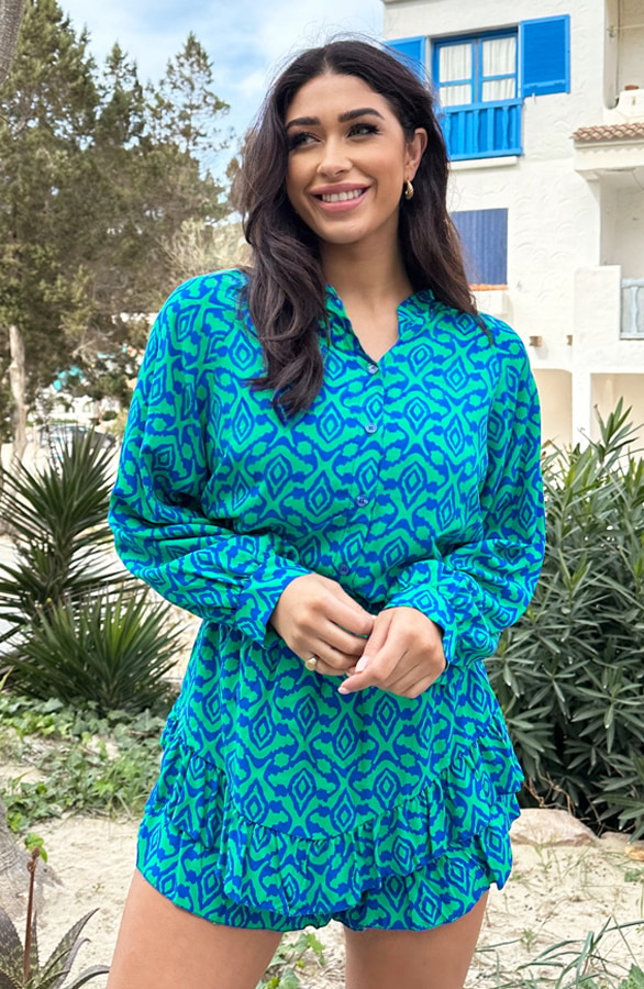 Print Blouse Kobalt Groen – shoparchief, foto 4